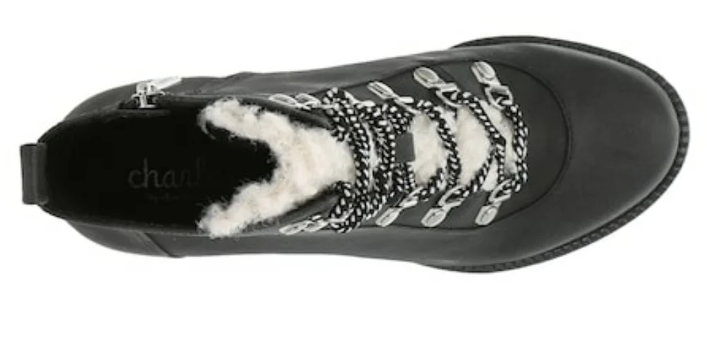 NIB Charles By Charles Weary Platform Boot Black With Faux Fur